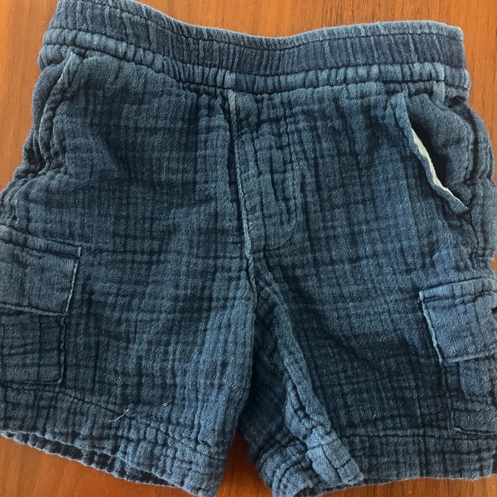 Blue Crinkled Gauze Short Sleeve Shirt and Shorts Set - Picture 4 of 6